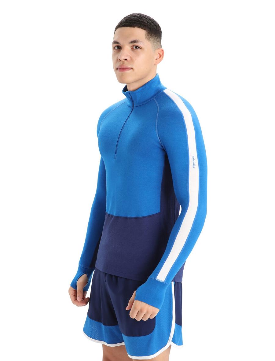 Base Layers Icebreaker 260 ZoneKnit™ Merino Long Sleeve Half Zip Męskie Królewski Niebieski Granatowe | PL 1623TCEV